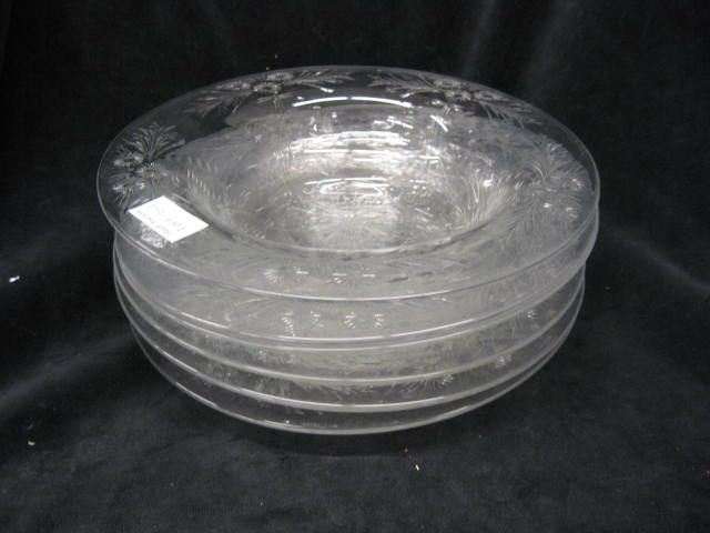 6 Fine Etched Crystal Bowls floral