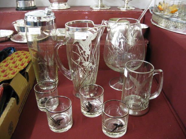 8 pcs Silver Overlay Glassware cocktail 14ce48