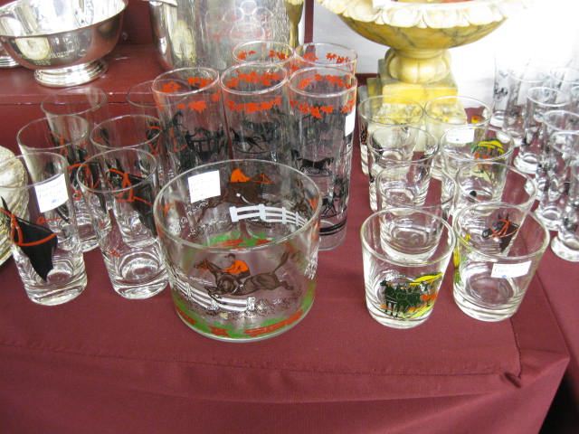 20 pcs. Equestrian & Coaching Glassware.