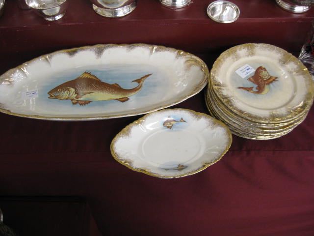 10 pc Victorian Porcelain Fish 14ce4c