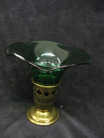 Emerald Green Glass Vase brass 14ce61