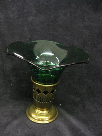 Emerald Green Glass Vase brass