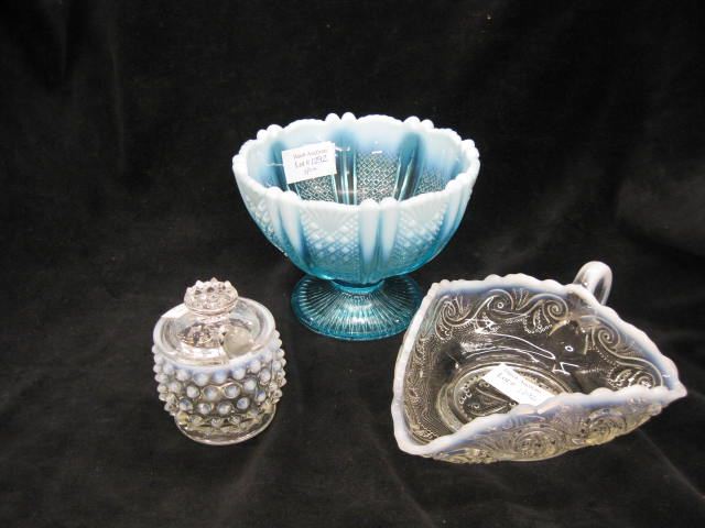 3 pcs. Opalescent Art Glass;blue