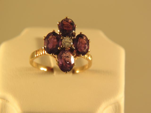Amethyst Diamond Ring four oval 14ce92
