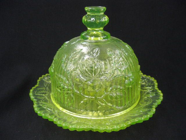 Vaseline Glass Covered Butter Dish 14ceb8