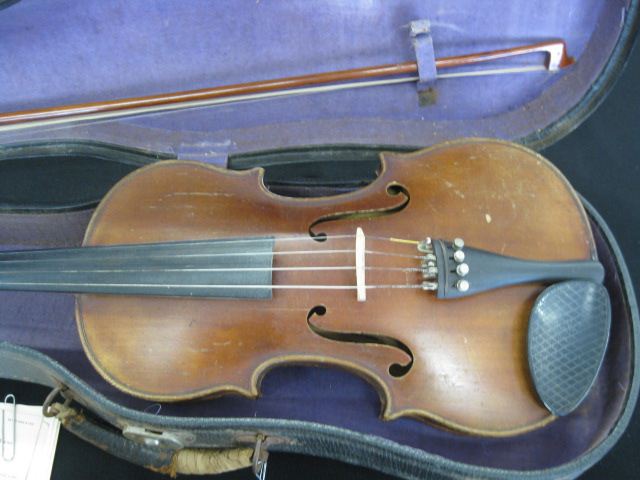 Antique German Violin with bow and case.