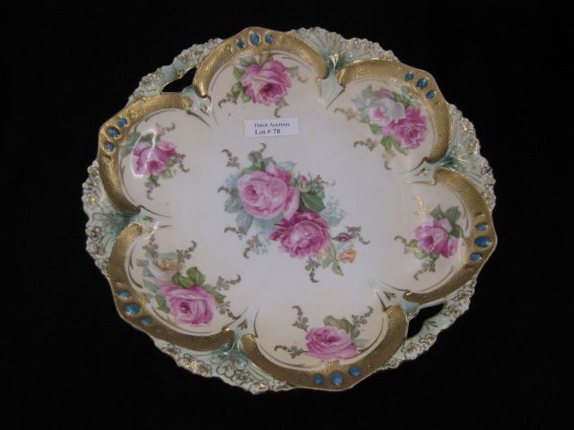 R.S. Prussia Porcelain Cake Plate Jeweled