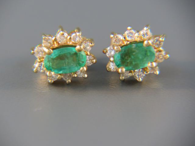 Emerald Diamond Earrings oval 14cec2