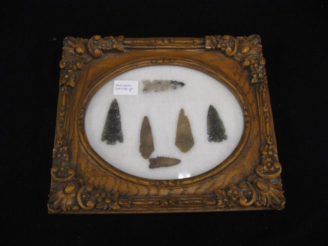 6 Framed Indian Points Arrowheads 14cf1c