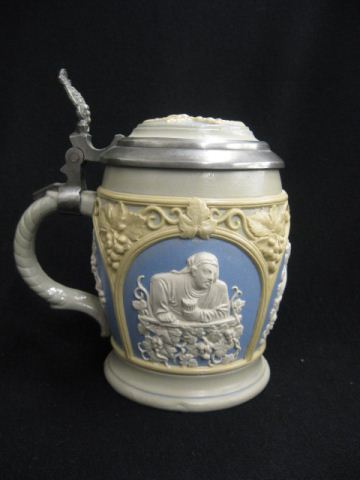 Mettlach Pottery Stein bas-relief cameo