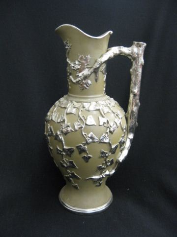 Mettlach Pottery Pitcher silver