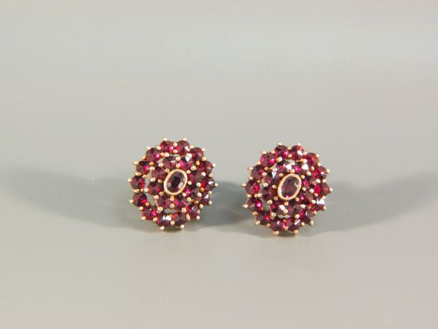 Garnet Earrings each cluster with