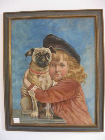 Oil of Buster Brown with Dog on 14cf61