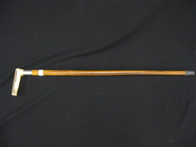 Antique Stag Handle Cane sterling 14cf86