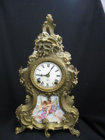 Ansonia Mantle Clock inset porcelain