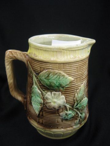 Majolica Pottery Pitcher floral 14cfa3