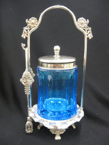 Victorian Pickle Castor blue glass 14cfcf