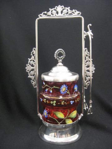 Victorian Pickle Castor enameled cranberry