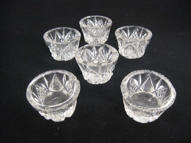 Set of 6 Libbey Cut Glass Salt 14cfed
