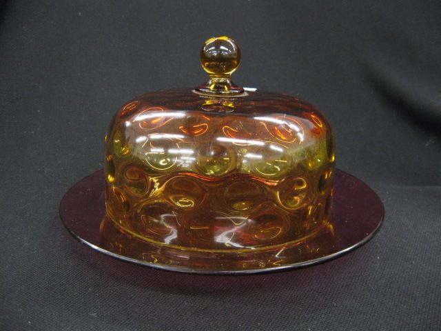 Victorian Amberina Art Glass Butter 14cfe7