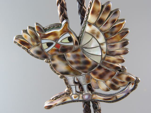 Indian Figural Bolo Tie inlaid
