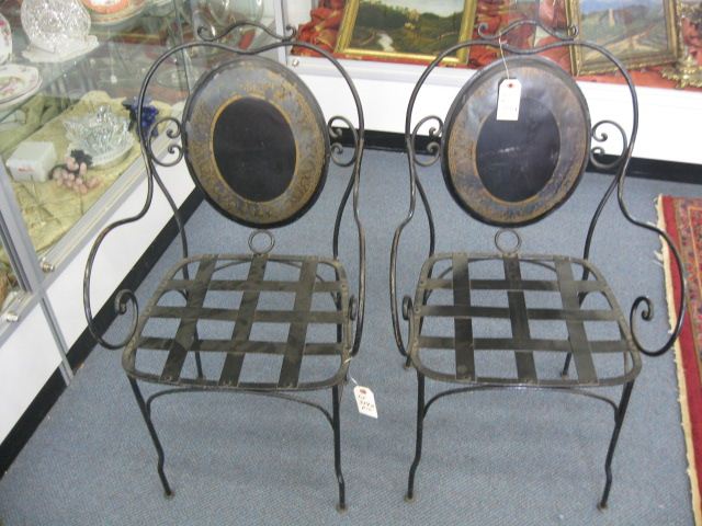 Pair of Victorian Tole Decorated 14d00e