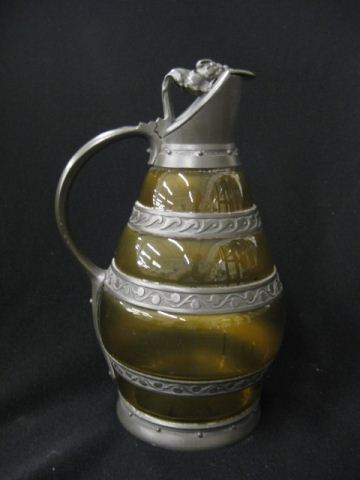 Pewter Art Glass Jug amber glass 14d017