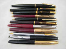 A quantity of pens including five Parker