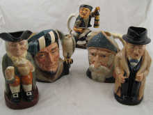 Five Royal Doulton character jugs. Winston