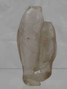 A Chinese rock crystal twin fish miniature