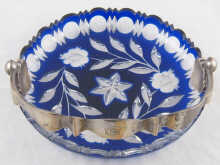A Latvian blue overlay cut glass