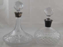 A silver mounted cut glass ship's