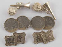 Two pairs of Chinese white metal
