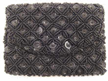 A black beaded evening purse approx.