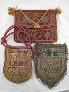 Judaica. Two metal thread embroidered