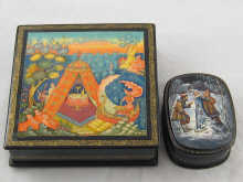 Two Russian lacquered boxes one