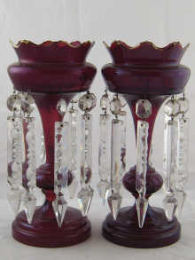 A pair of Victorian ruby lustres