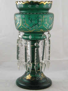 A large green Victorian lustre