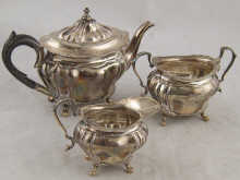 A three piece silver teaset Sheffield