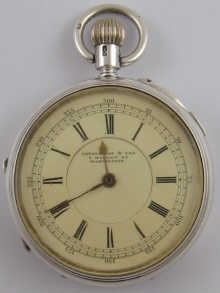 A silver open faced pocket watch hallmarked
