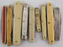 A mixed lot of nine pocket knives