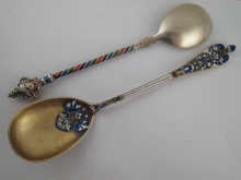 A cloisonne enamelled silver gilt spoon