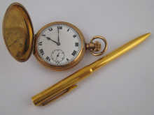 A gold plated hunter pocket watch 14f981