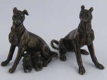 A pair of 19th century bronze hounds