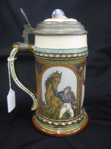 Mettlach Pottery Jockey Beer Stein