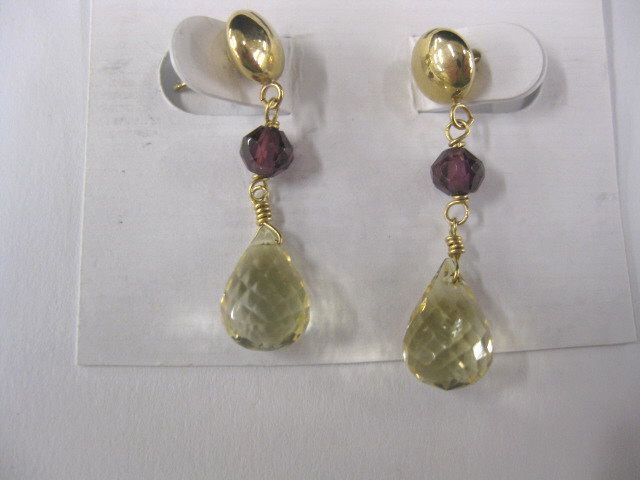 14k Gold Ruby Citrine Earrings 14f9ee