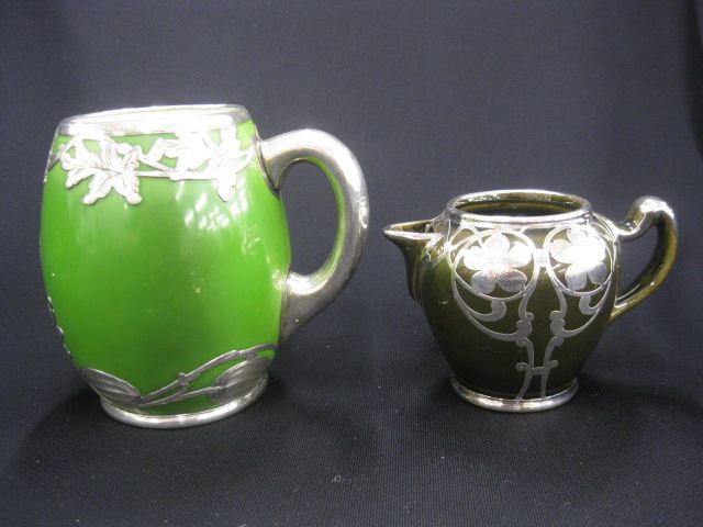 2 pcs Silver Overlay Porcelains 14fa12