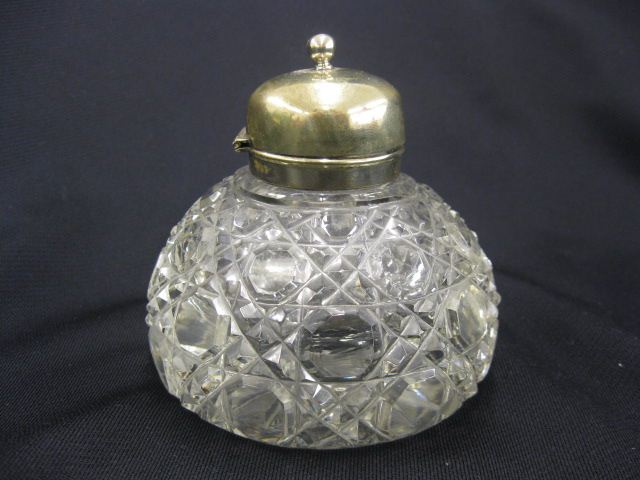 Cut Glass Inkwell button & cane style