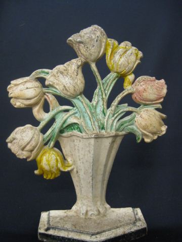 Cast Iron Figural Doorstop of Tulips 14fa48