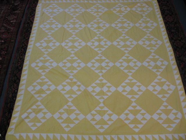 Handmade Quilt yellow white gingham 14fa53